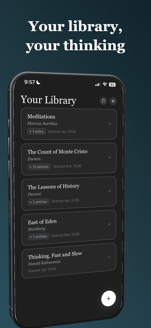 Mnemo home screen showing the active books list.