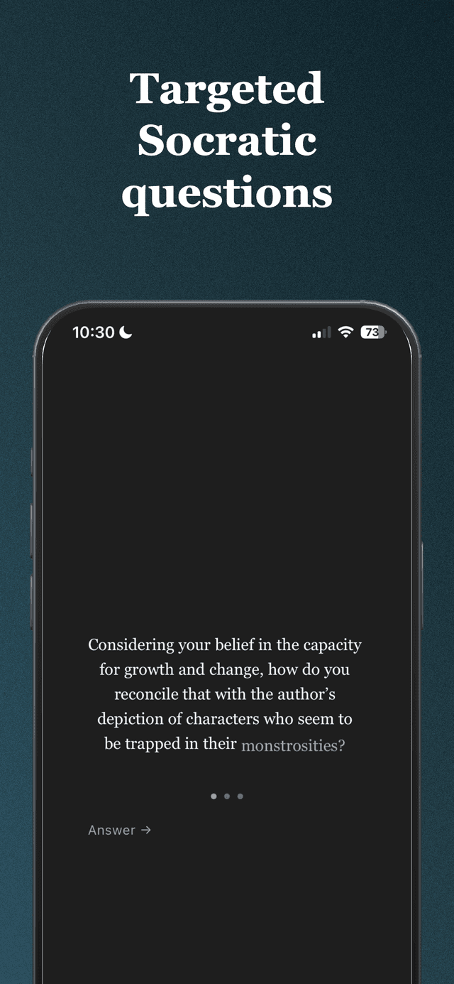 Mnemo Socratic prompt screen on a black background.